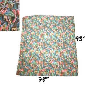 Geometric Sheet Retro 80s Print Cotton Fabric 93x78 Red Blue Green DIY Crafts